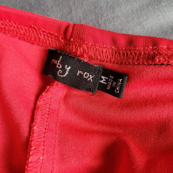 Ruby Rox Y2K Mesh Babydoll Red Midi Dress Sz Medium Asymmetrical Romantic Fairy - Picture 3 of 11